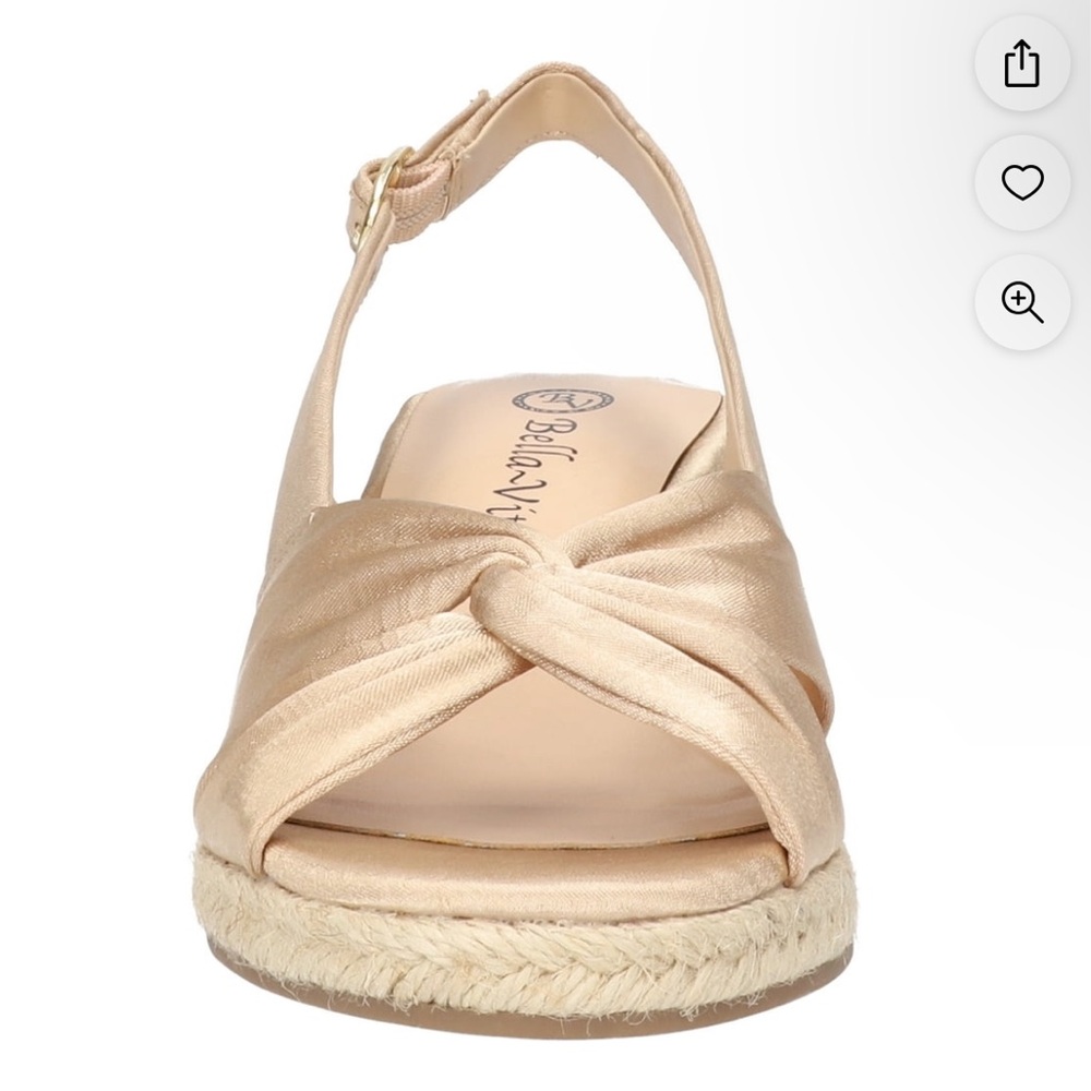Brand New Bella Vita Kimora Wedge Sandals Champagne fabric upper Size 12B - Picture 3 of 7